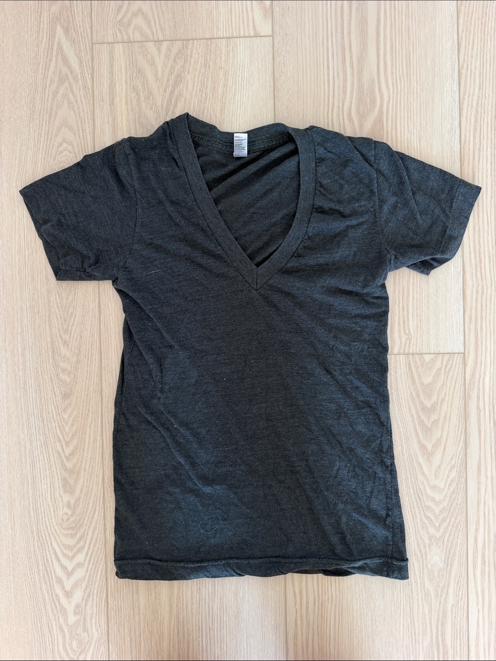 Women’s V‑Neck Short Sleeve Top - Tri-Blend Charcoal Gray